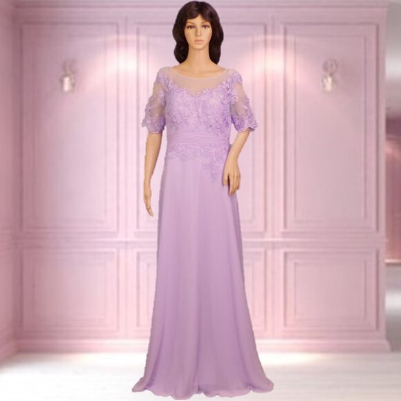 AZAZIE size A10 lilac fit/flare full-length gown 100% polyester dry clean only - Picture 2 of 16